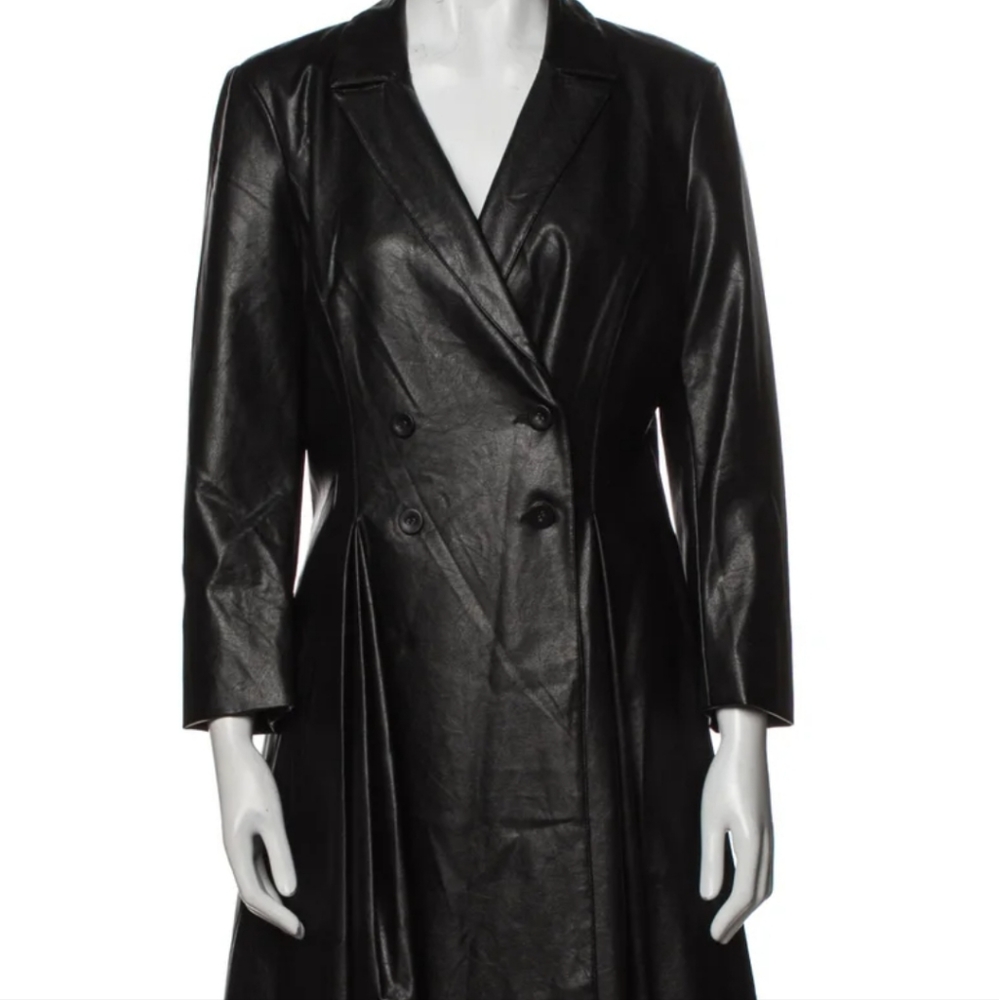 Badgley Mischka Faux Leather Dress Coat NWT